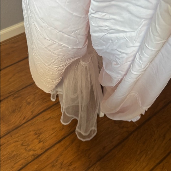 Vintage 80s Victorian Style Layers Light Pink Striped Ruffled Gunne Sax Dress 8 - Picture 7 of 13